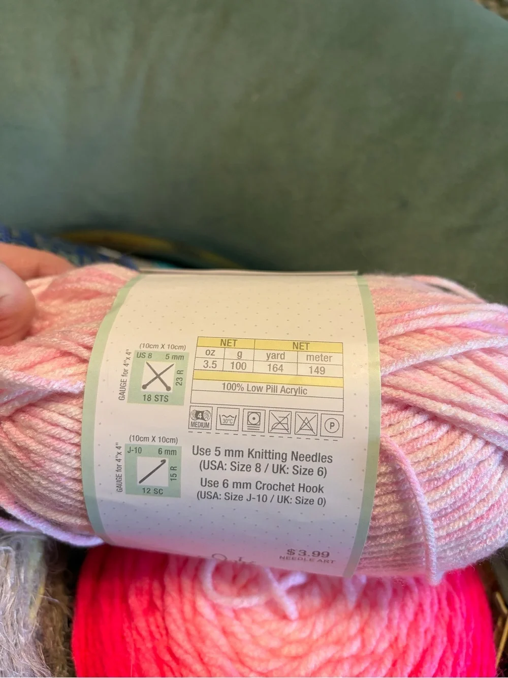 Caron Kindness & Baby Bee Yarn Bundle - Green, Pink, Teal, Multicolor
